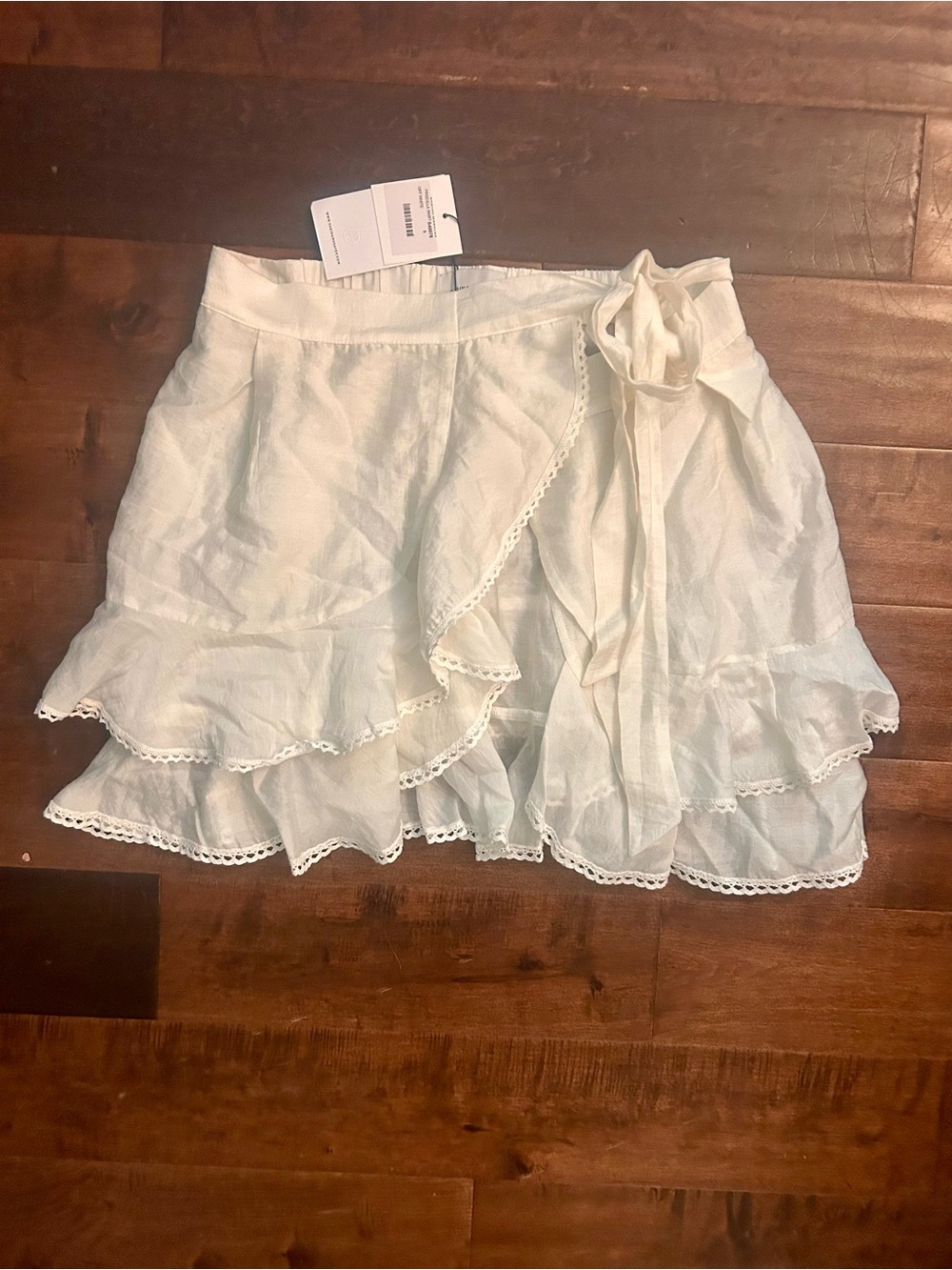 Sabina Musayev Cream Ruffle Wrap Mini Skirt